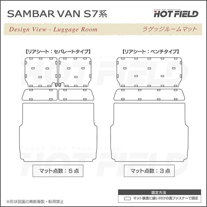 スバル 新型対応 サンバーバン S7系 ラゲッジルームマット 送料無料 日本製 HOTFIELD