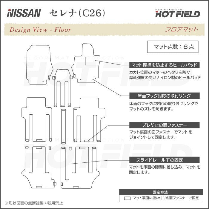 日産 セレナ C26系 フロアマット ◆カジュアルチェック 日本製 HOTFIELD