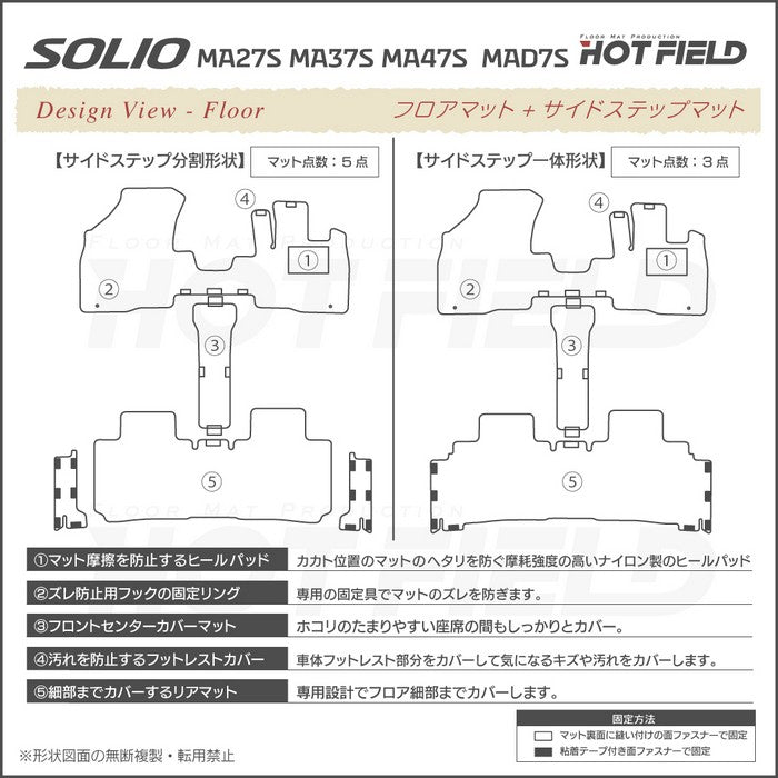 スズキ 新型 ソリオ バンディット対応 MAD7S MA27S MA37S MA47S フロアマット+ステップマット ◆ジェネラル 日本製 HOTFIELD