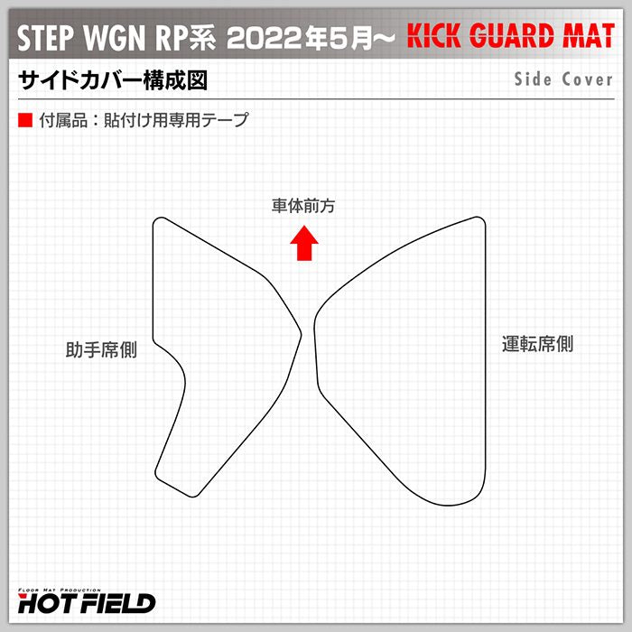 ホンダ ステップワゴン 新型対応 RP6/RP7/RP8 スパーダ エアー e:HEV ドアトリムガード+グローブボックスガード+サイドカバーマット ◆キックガード HOTFIELD