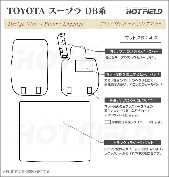 トヨタ 新型 スープラ DB系 フロアマット+トランクマット ラゲッジマット ◆ウッド調カーペット 木目 HOTFIELD