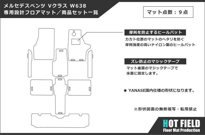 ベンツ Vクラス (W638) フロアマット ◆カジュアルチェック 日本製 HOTFIELD