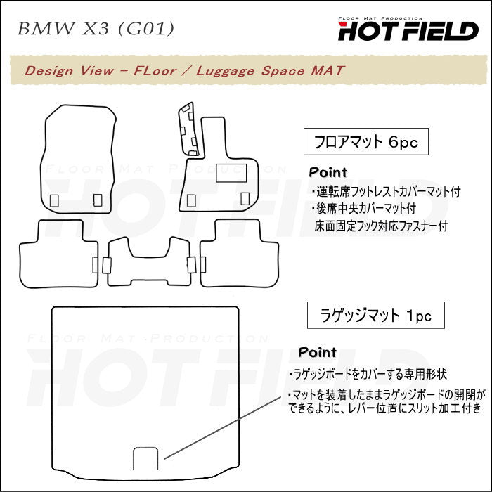 BMW X3 (G01) フロアマット+トランクマット ラゲッジマット ◆カジュアルチェック 日本製 HOTFIELD