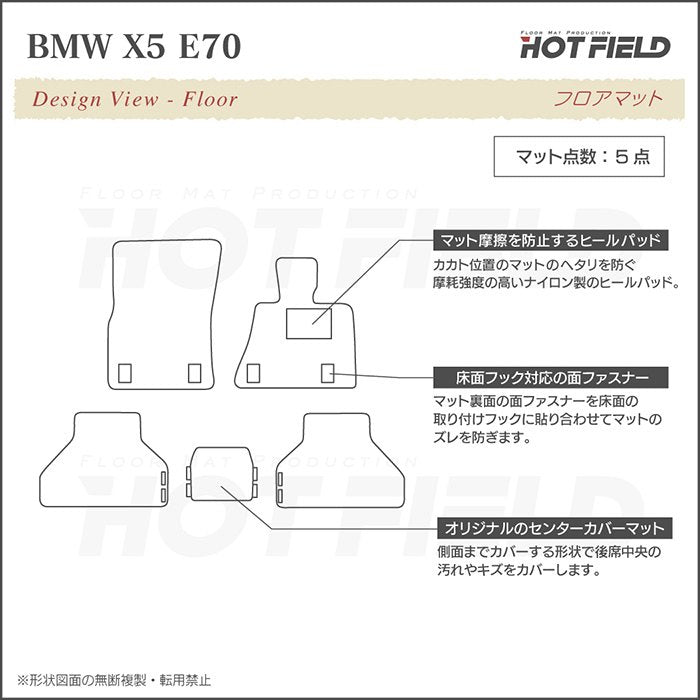 BMW X5 (E70) フロアマット ◆カジュアルチェック 日本製 HOTFIELD