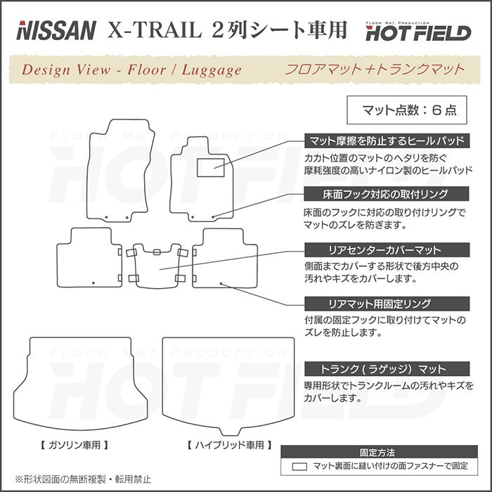 日産 エクストレイル T32系 5人乗用 (ハイブリッド対応) フロアマット+トランクマット ラゲッジマット ◆カジュアルチェック 日本製 HOTFIELD